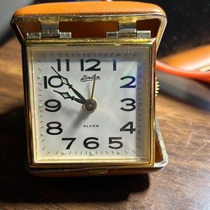 Vintage Linden Folding Travel Alarm Clock With Glow In The Dark Hands